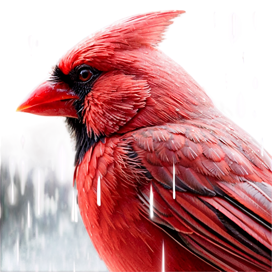 Cardinal Bird In Rain Png 20