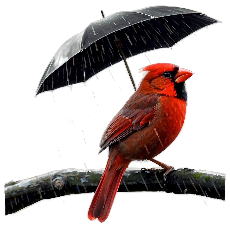 Cardinal Bird In Rain Png Mbf70