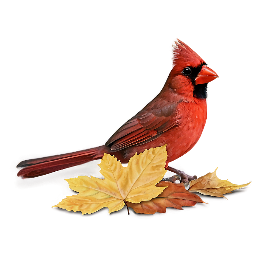 Cardinal In Autumn Leaves Png 06252024