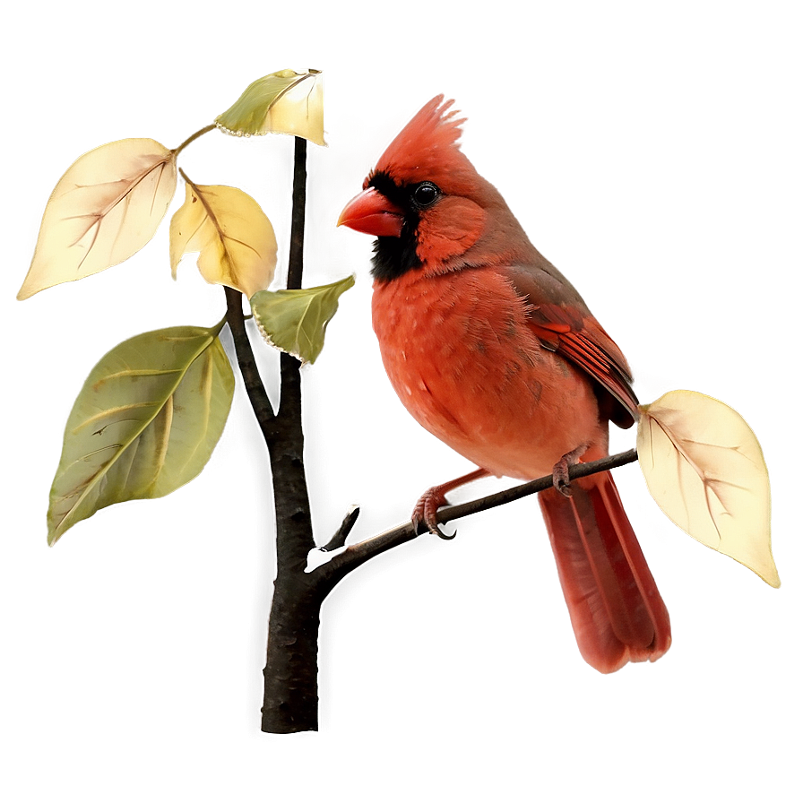 Cardinal In Autumn Leaves Png Cvc82