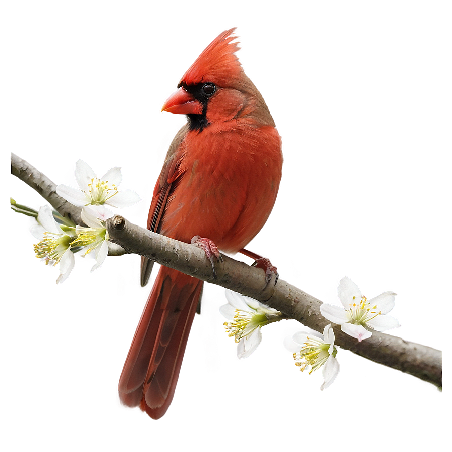 Cardinal On Flowering Tree Png Ddx