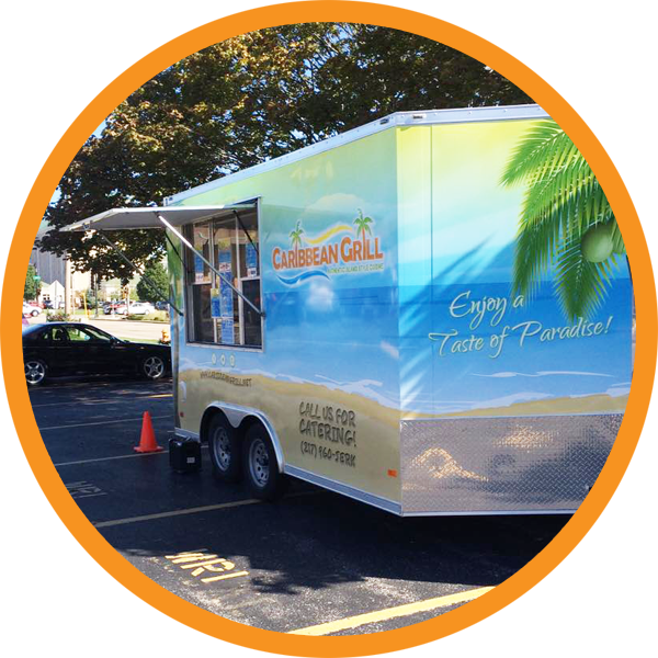 Caribbean Grill Food Truck Parked Outdoors