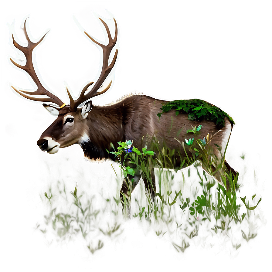 Caribou In Summer Meadow Png Mqf29