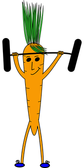 Carrot Figure Weightlifting Illustration