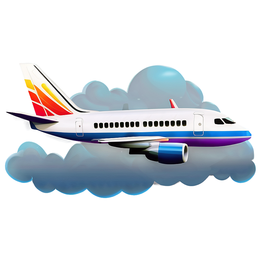 Cartoon Airplane In Clouds Png 06262024