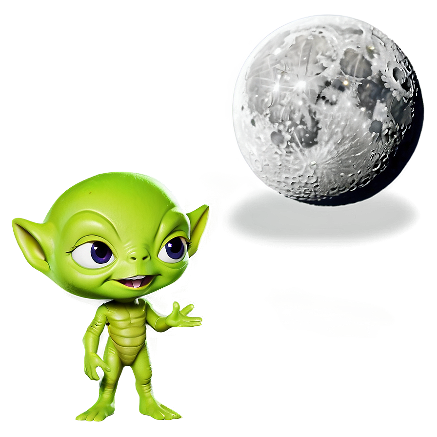 Cartoon Alien And Moon Png 06292024