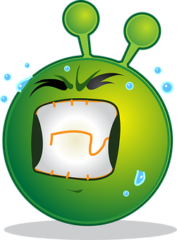 Cartoon Alien Green Bubble Character