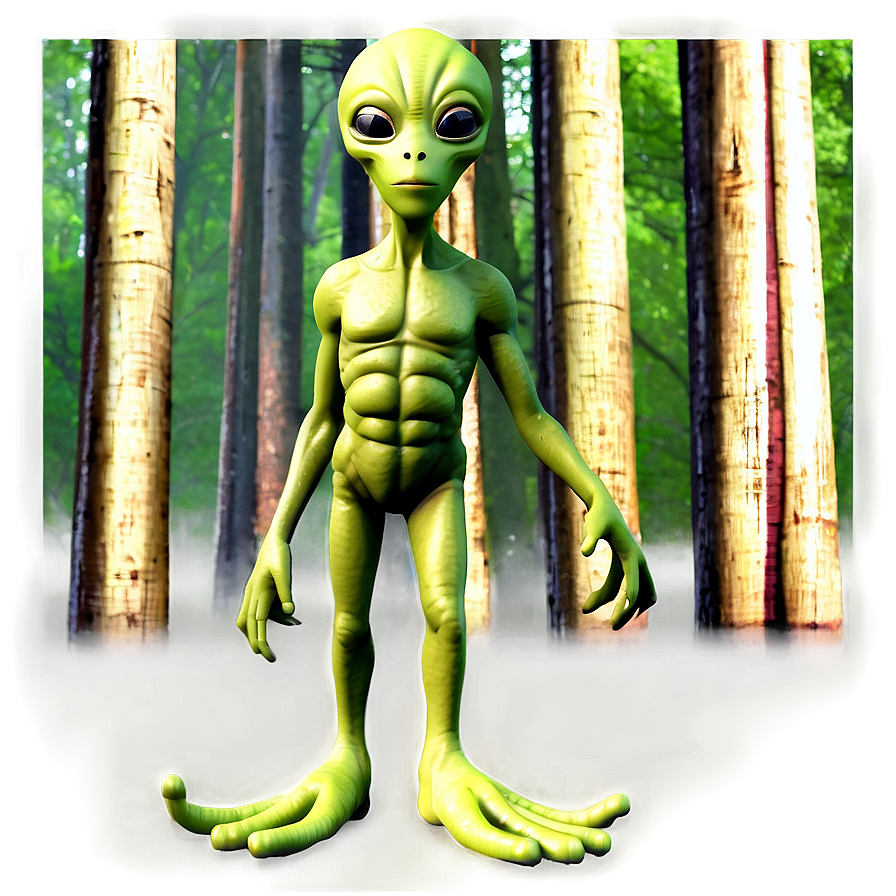 Cartoon Alien In Forest Png 06292024