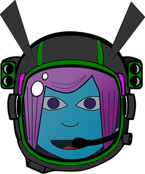 Cartoon Alienin Spacesuit Helmet