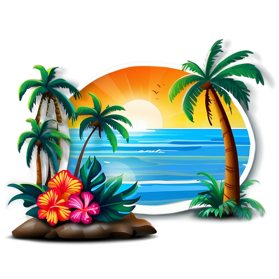 Cartoon Aloha Scene Png Yyy