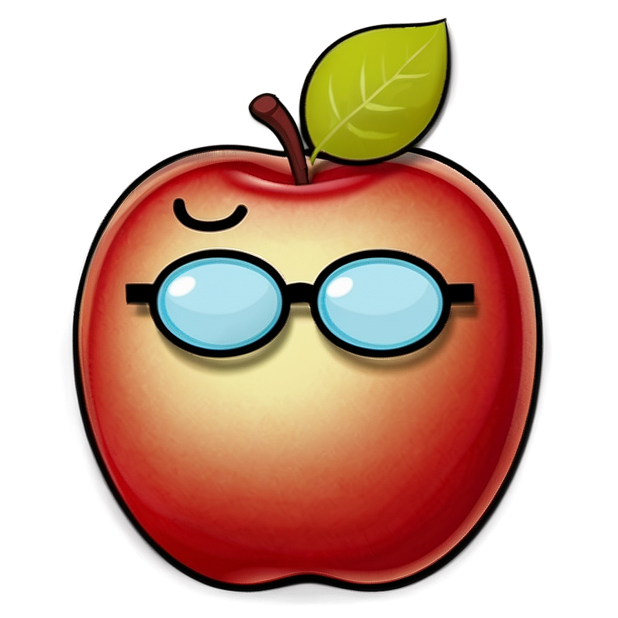 Cartoon Apple With Glasses Png 06272024