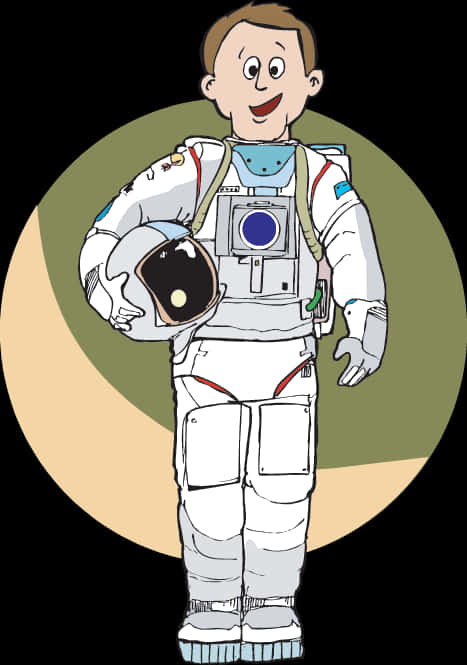 Cartoon_ Astronaut_ Holding_ Helmet