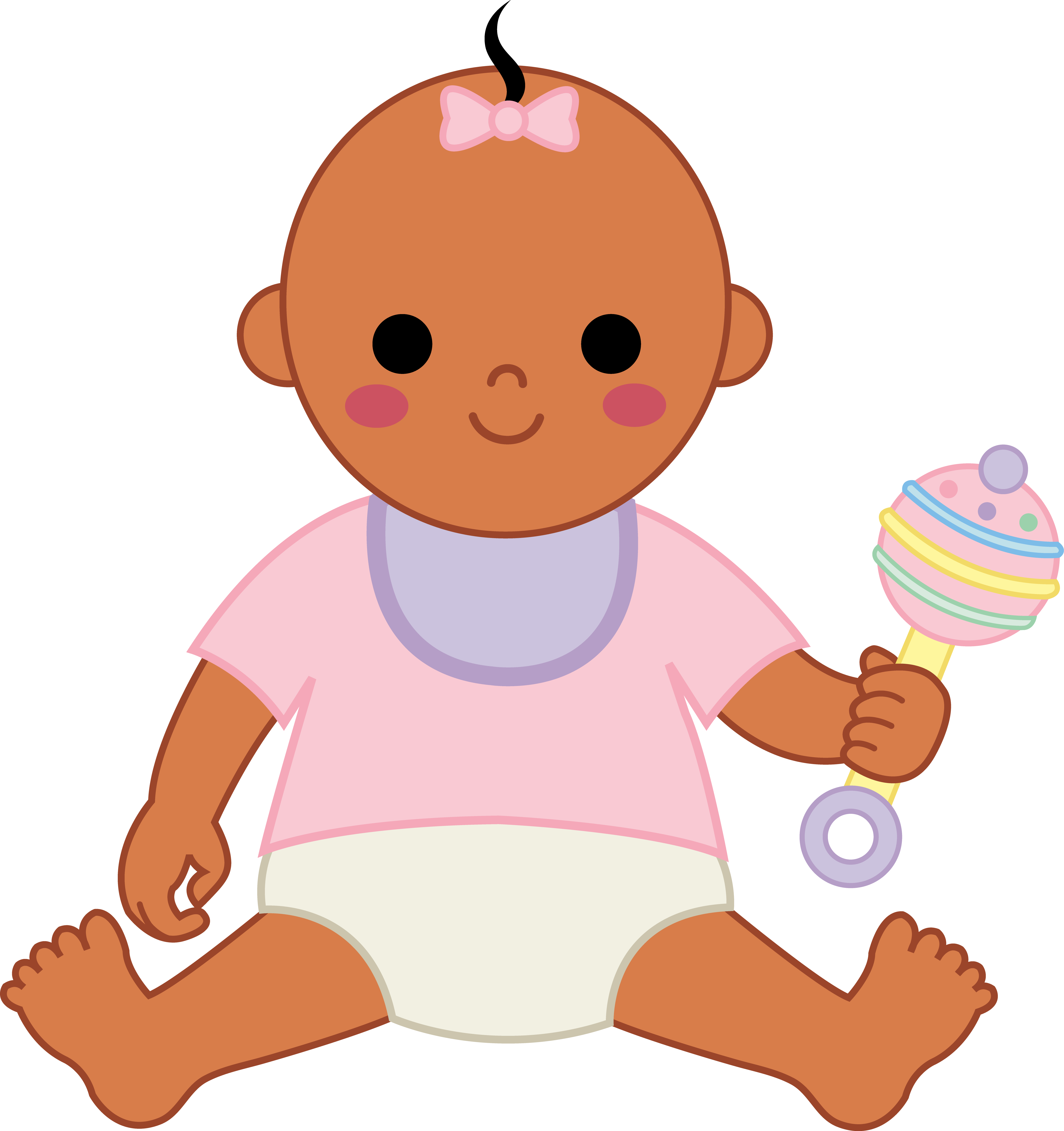 Cartoon Baby Doll With Rattle.png