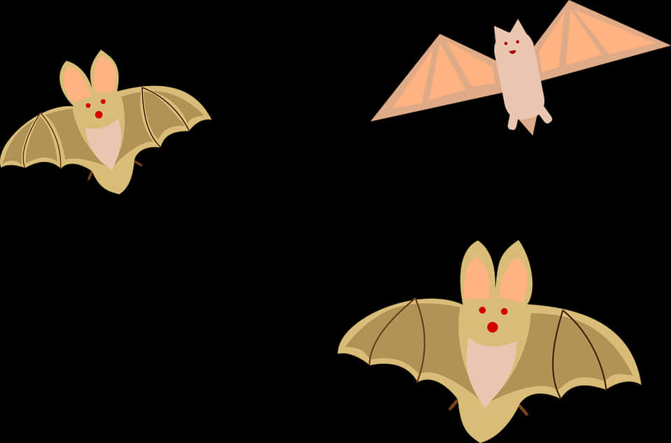 Cartoon Bats Flying Night