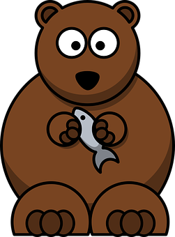 Cartoon Bear Holding Fish