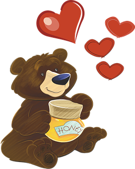 Cartoon Bear Loving Honey