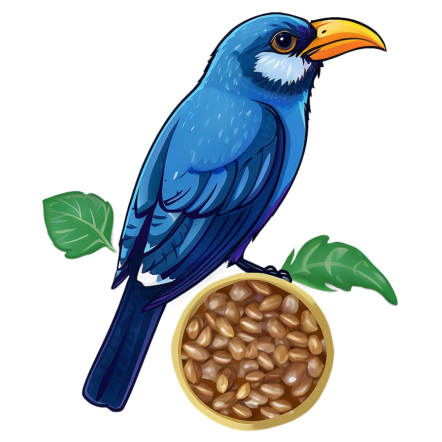 Cartoon Bird Eating Seed Png 06202024