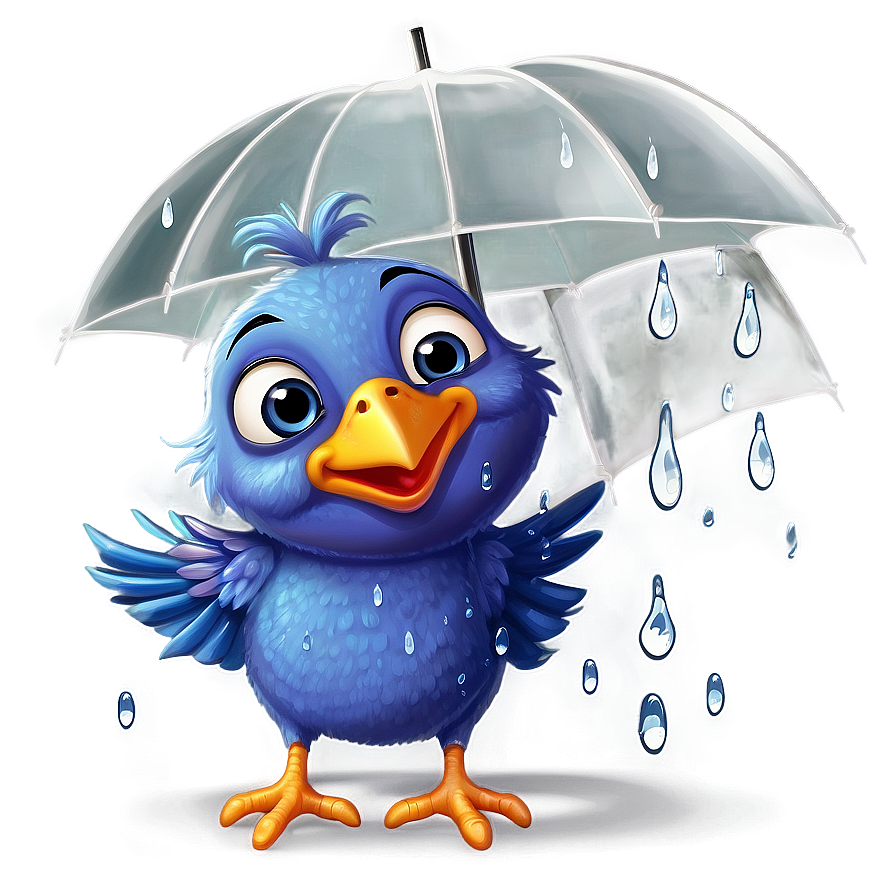 Cartoon Bird In Rain Png Jni