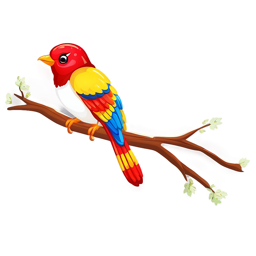 Cartoon Bird On Branch Png 06202024