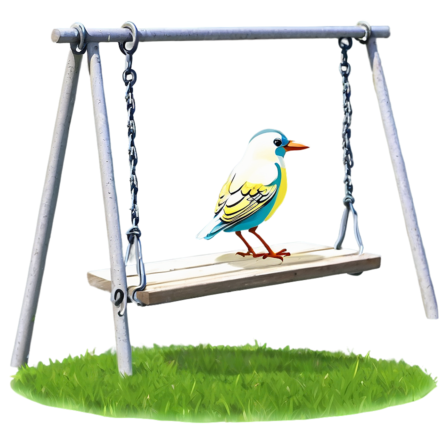 Cartoon Bird On Swing Png 06202024