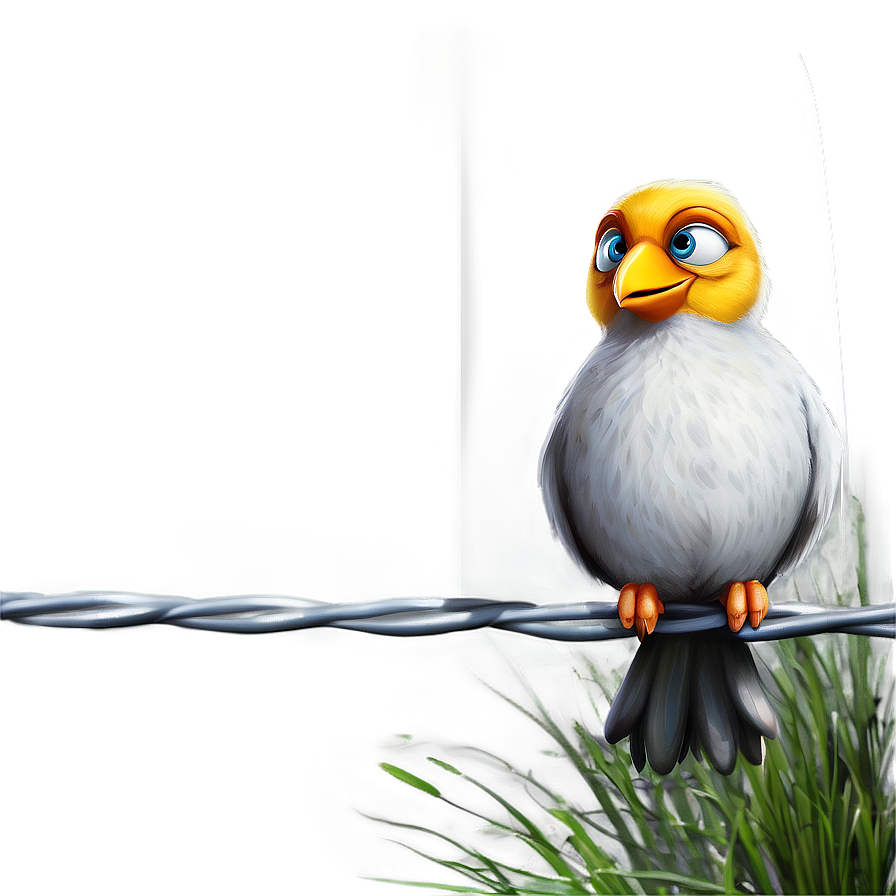 Cartoon Bird On Wire Png 66