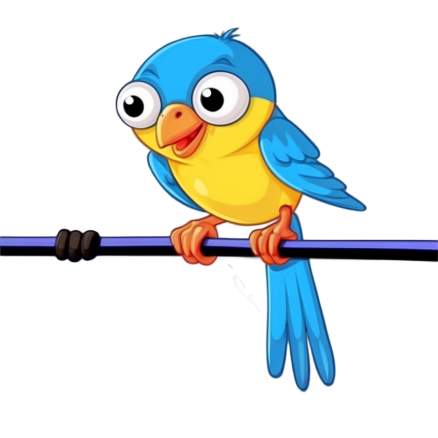 Cartoon Bird On Wire Png Qos