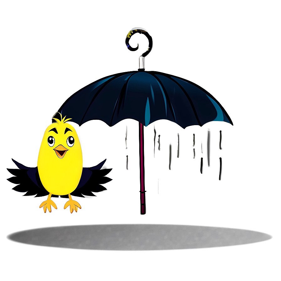 Cartoon Bird Under Umbrella Png Pio