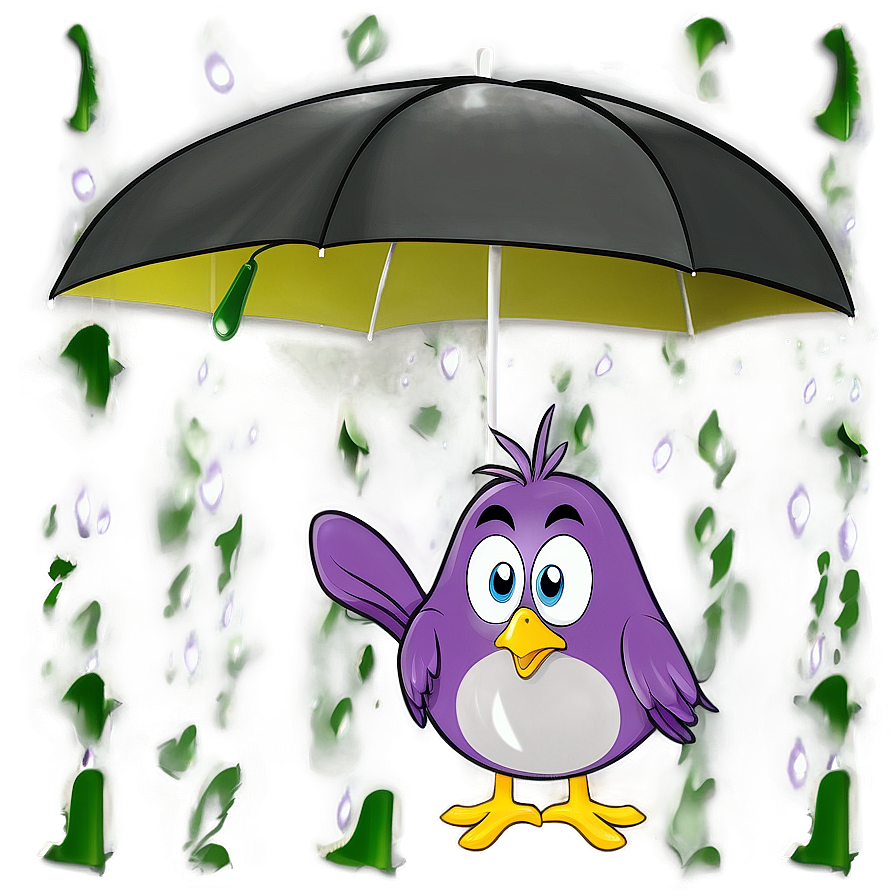 Cartoon Bird Under Umbrella Png Wgl