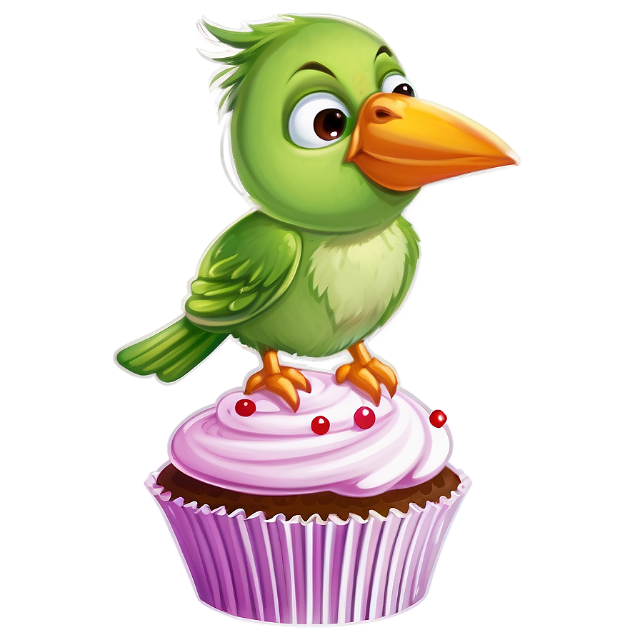 Cartoon Bird With Cupcake Png 27