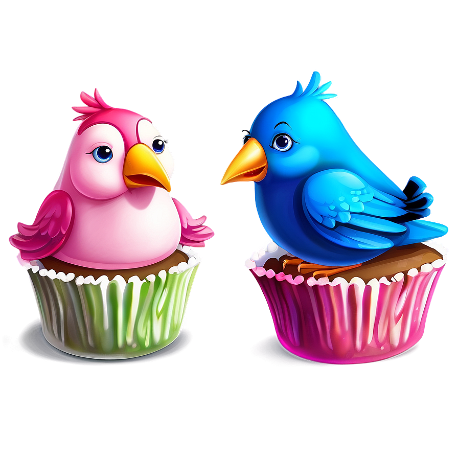 Cartoon Bird With Cupcake Png 49