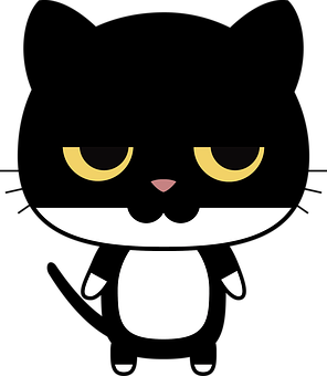 Cartoon Black Cat Smiling