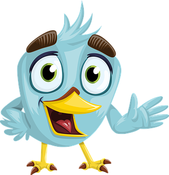 Cartoon Blue Bird Waving