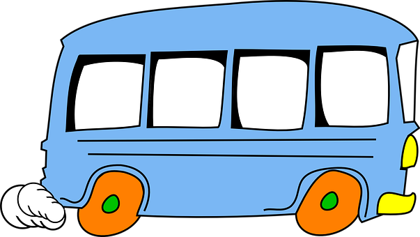 Cartoon Blue Bus Illustration