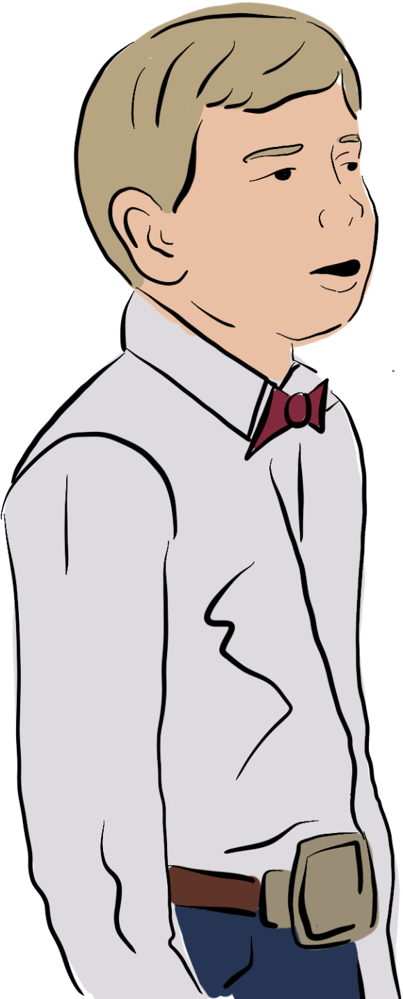 Cartoon Boyin White Shirtand Bow Tie