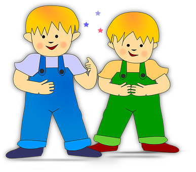 Cartoon Boysin Overalls