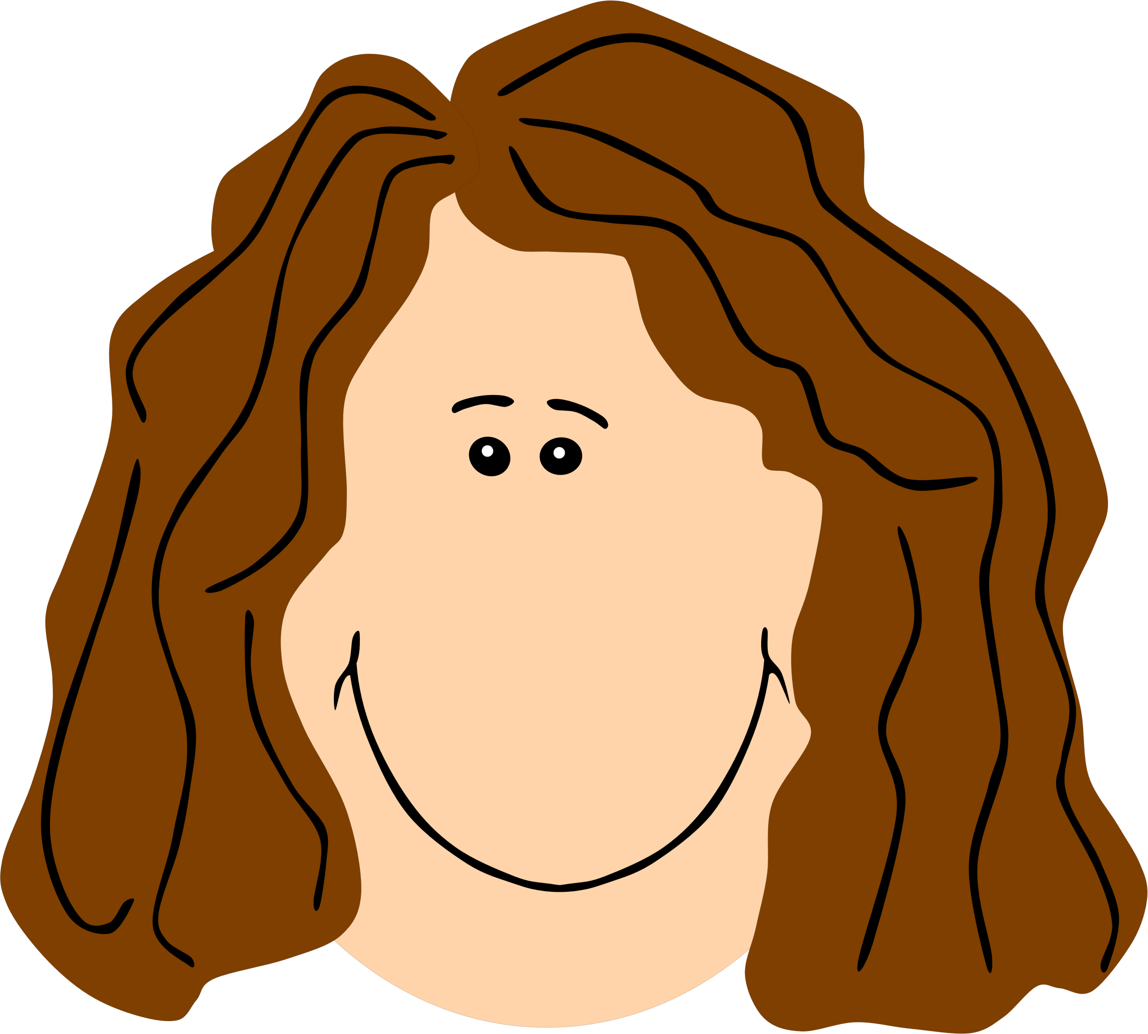 Cartoon Brown Hair Smiling Face