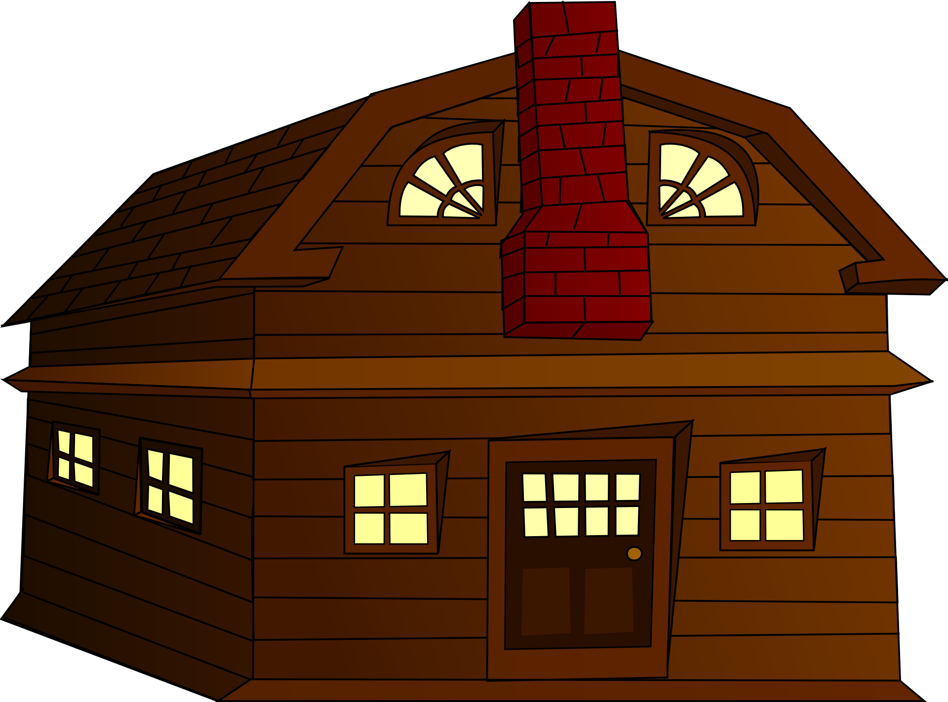 Cartoon Brown Housewith Red Chimney