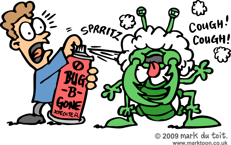 Cartoon Bug Spray Encounter