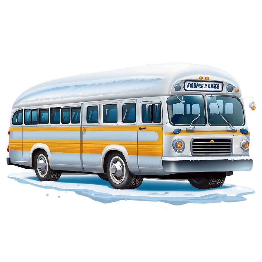 Cartoon Bus In Winter Scene Png Cym