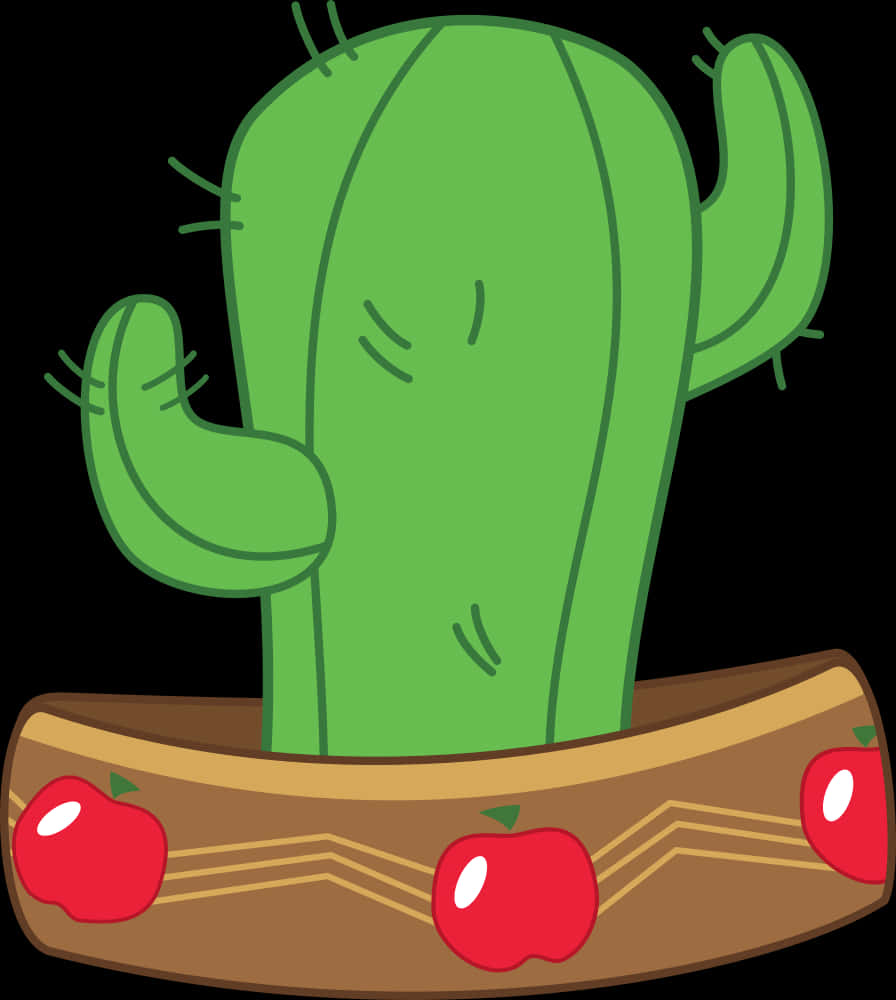 Cartoon Cactusin Pot