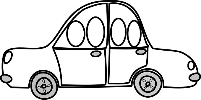 Cartoon Car Blackand White Vector