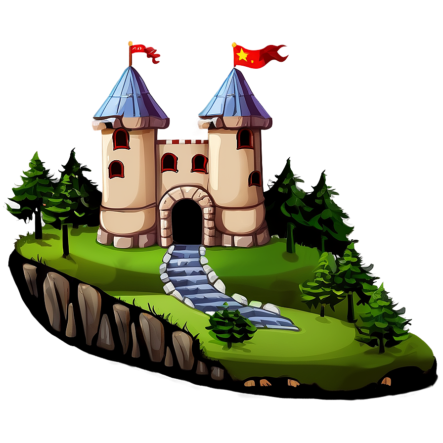 Cartoon Castle On Hill Png 06262024