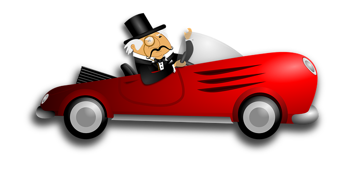 Cartoon Character Driving Classic Car