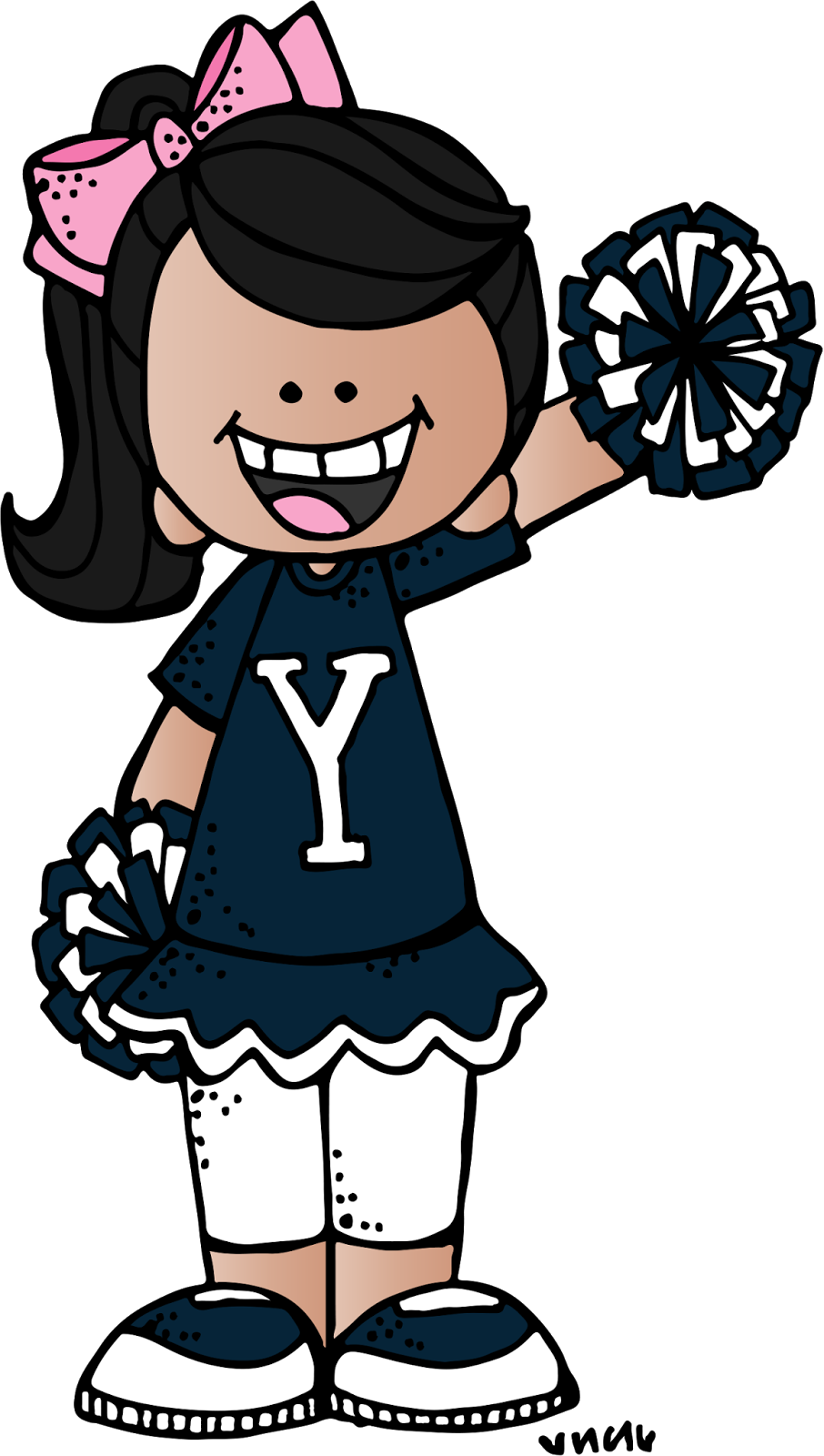 Cartoon Cheerleaderwith Pom Poms