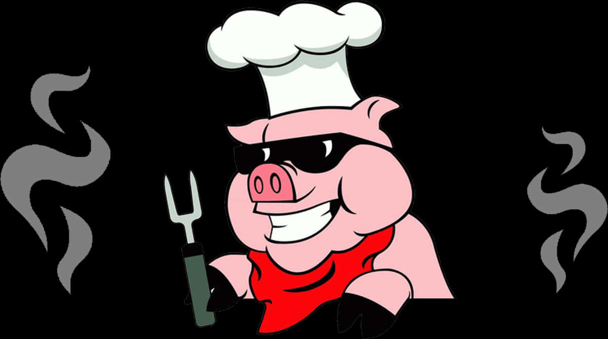 Cartoon Chef Pig With Hat