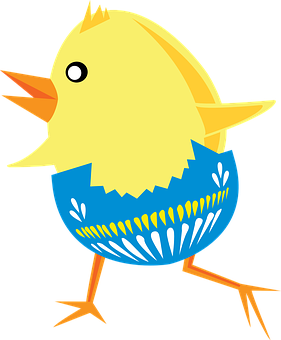 Cartoon Chick Hatching From Egg