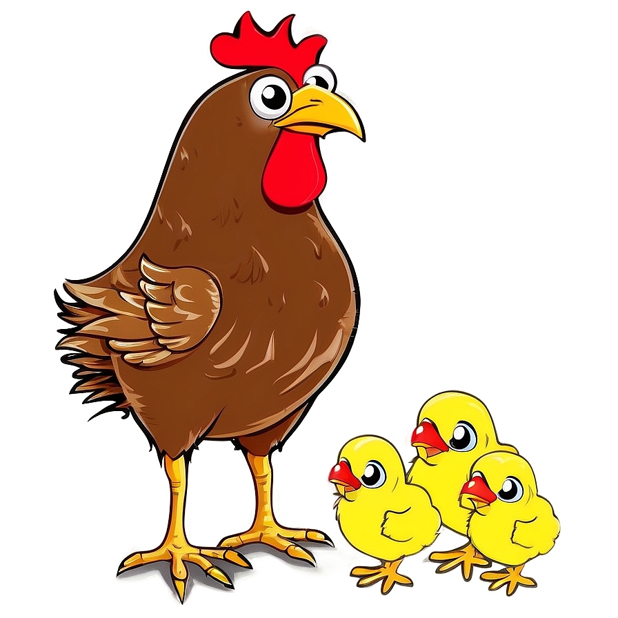 Cartoon Chicken With Chicks Png 06272024