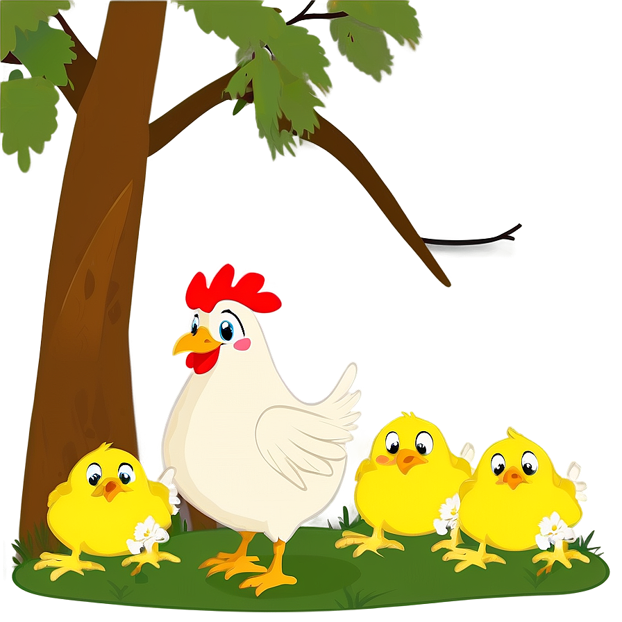 Cartoon Chicken With Chicks Png 36