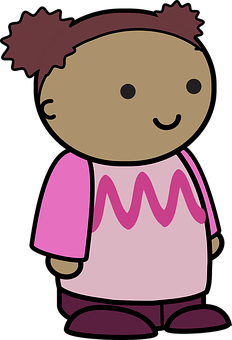 Cartoon Child Character Pink Shirt