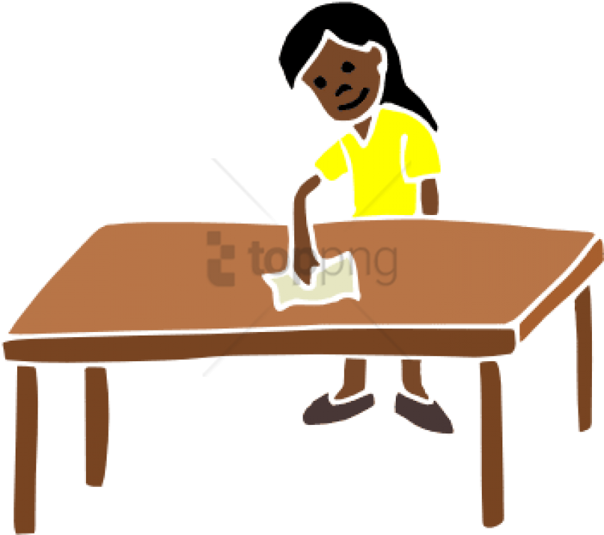 Cartoon Child Cleaning Table Clipart